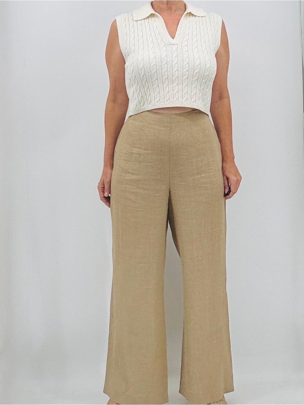 Talbots Minimalist Quiet Luxury Old Money Classic Linen High Rise Wide Leg Pants
